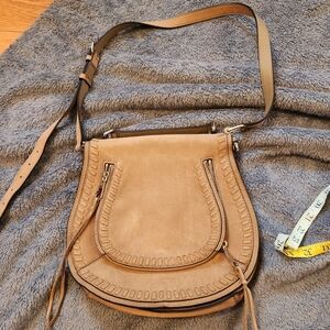 REBECCA MINKOFF Tan Suede Saddle Purse Authentic.
